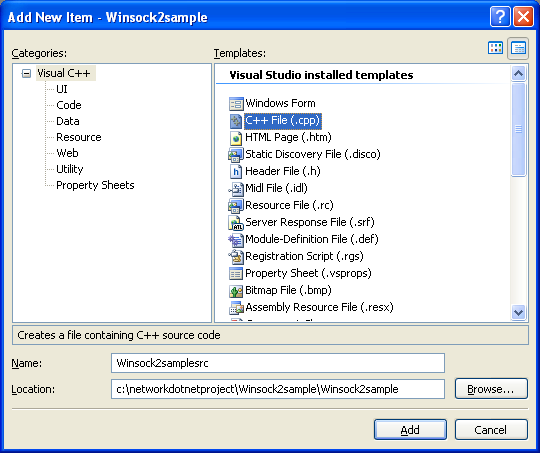 The Visual studio 2008/visual C++ .NET and winsock2 C code building (compile and link) issue and how-to documentation 7