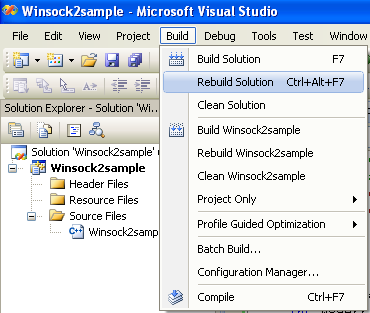 The Visual studio 2008/visual C++ .NET and winsock2 C code building (compile and link) issue and how-to documentation 23