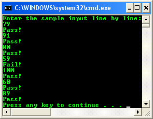 C if-else program control sample input output