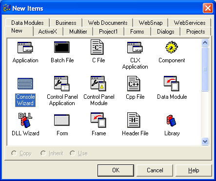 Borland C++ builder 6 compiler IDE project items