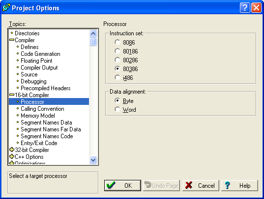 Borland builder C++ IDE compiler project settings/options