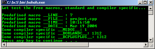 C C++ preprocessor directive predefined macros program example