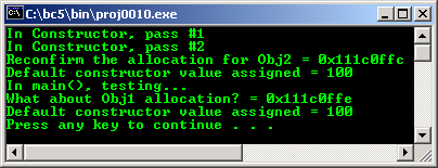 C++ object oriented class constructor and destructor