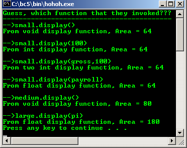 C++ object and class function overloading program examples