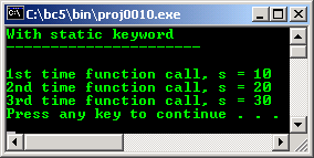 C++ storage class static keyword effect