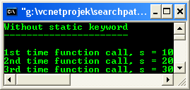 C++ storage class program example using Visual C++ .NET