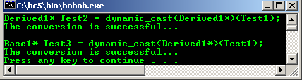 C++ Typecasting inheritance dynamic_cast program example