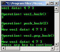 C++ STL Container vector pop_back() and back()