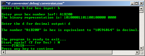 C/C++ binary and hex data type conversion