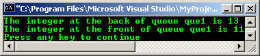 C++ STL queue push() back() front()