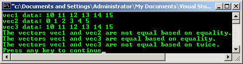 C++ STL Algorithm equal()