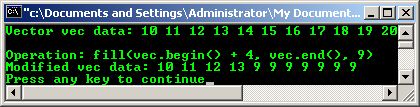 C++ STL Algorithm fill()