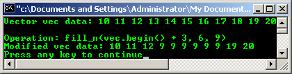 C++ STL Algorithm fill_n()