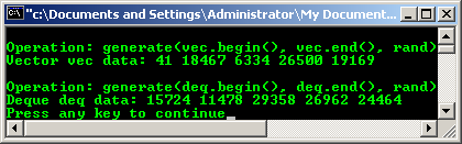 C++ STL Algorithm generate()