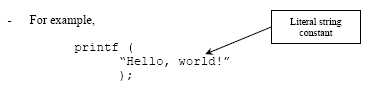 C C++ literal string output snapshot