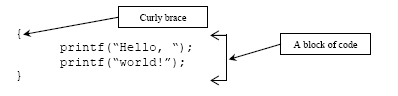 C/C++ a block of codes output snapshot