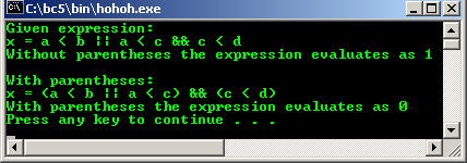 C C++ logical operator precedence