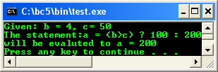 C C++ conditional operator output snapshot