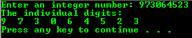 Using C modulus operator to separate integer digits individually