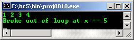C C++ Program control for loop example