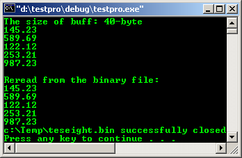 C file I/O open read write read write binary file and rewind