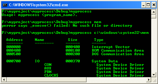 C Windows Process and Thread output _execve()