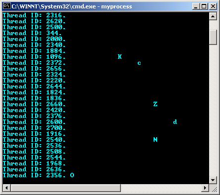 Multithreaded program output sample