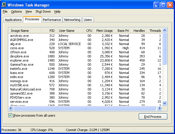 Windows Task Manager: Customizing the view column