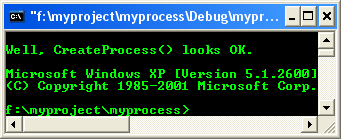 Creating a process: Program output