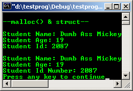 Memory allocation function malloc() and structure