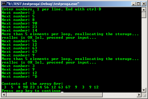 Memory allocation function malloc() and realloc()