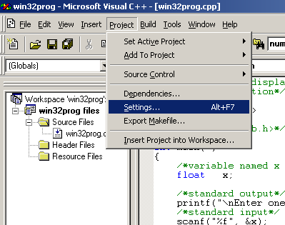 Microsoft Visual C++ compiler new project change other release setting if any