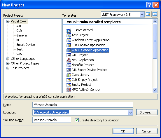 The Visual studio 2008/visual C++ .NET and winsock2 C code building (compile and link) issue and how-to documentation 3