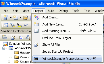 The Visual studio 2008/visual C++ .NET and winsock2 C code building (compile and link) issue and how-to documentation 11
