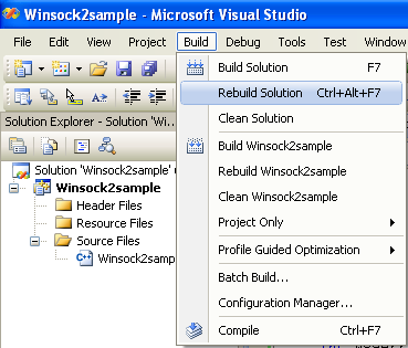 The Visual studio 2008/visual C++ .NET and winsock2 C code building (compile and link) issue and how-to documentation 14
