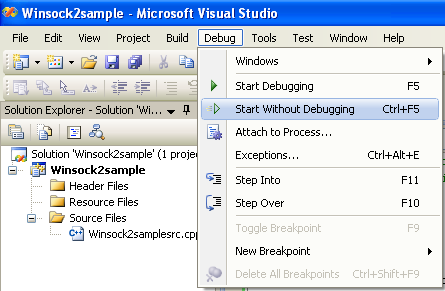The Visual studio 2008/visual C++ .NET and winsock2 C code building (compile and link) issue and how-to documentation 42