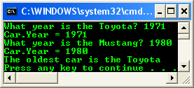 struct program example Windows console output