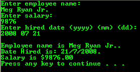 C structure program snapshot output sample