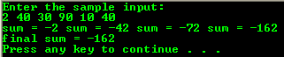 program output for C programming for loop control