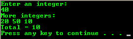 C programming program output example for loop