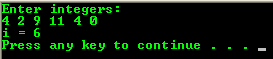C programming output example for loop control