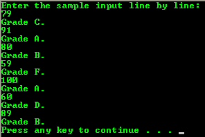 C programming - many if-else combination program output sample