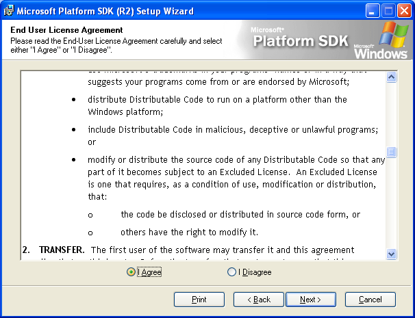 Windows SDK (R2) VC++ Express Edition - installation EULA