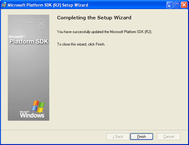 Windows SDK VC++ Express Edition - setup wizard installation completion