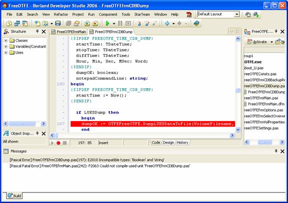 Syntax error found in the FreeOTFEfrmCDBDump source code