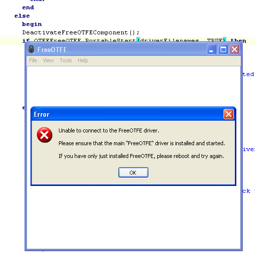 Well, the FreeOTFE GUI successfully run