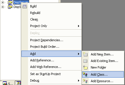 Figure 10: Adding new class to DispServer.