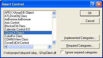 Figure 20: Selecting control in ActiveX Control Test Container.