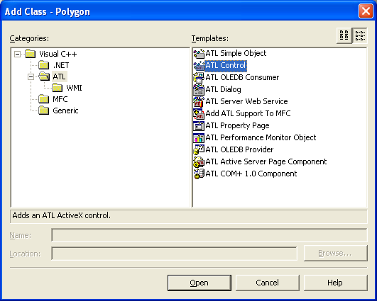 Figure 5: The Add Class dialog, adding a new class to Polygon project.