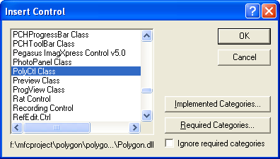 Figure 16: Selecting PolyCtl, an ATL control.